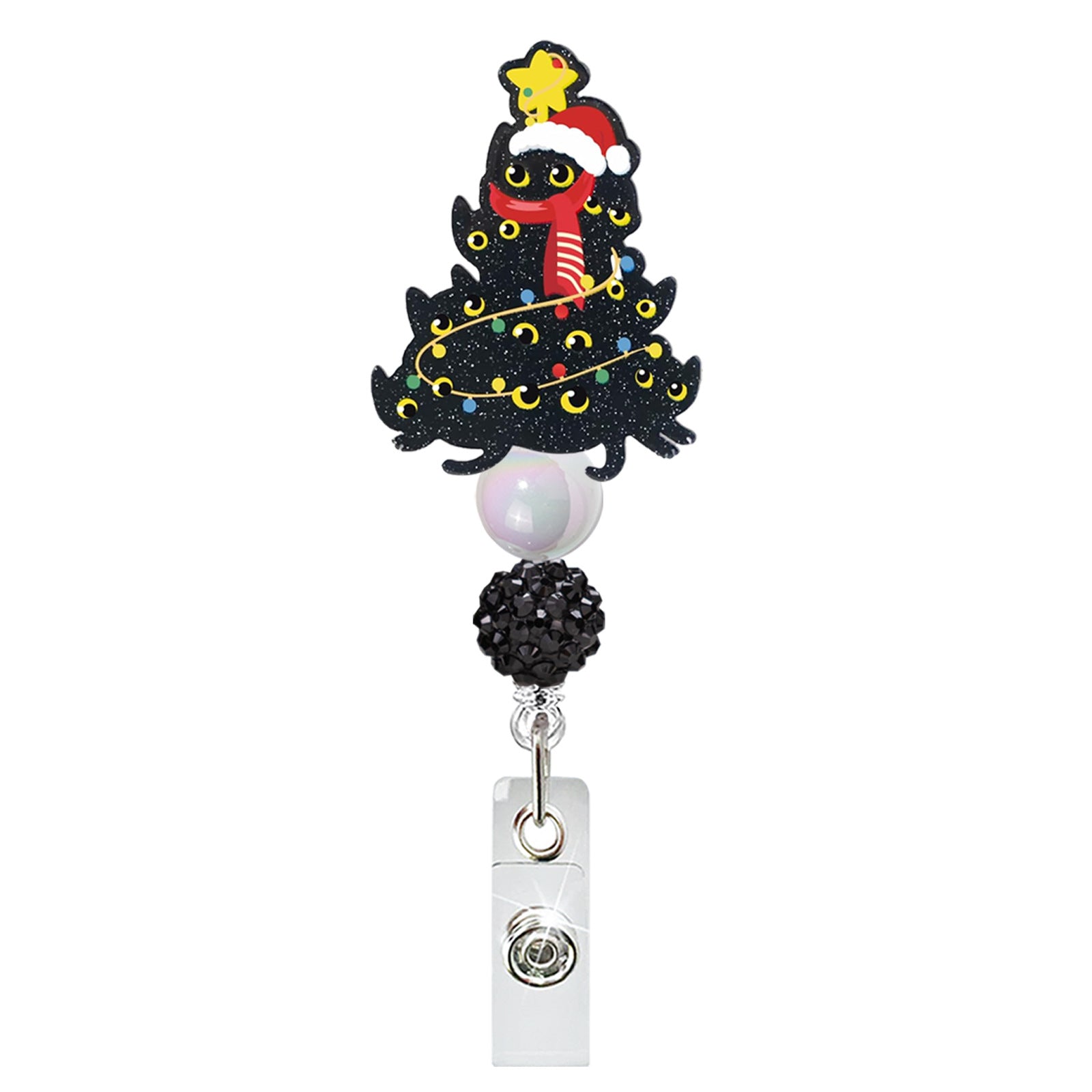 Wholesale Cute Christmas Beaded Acrylic Glitter  Badge Reels