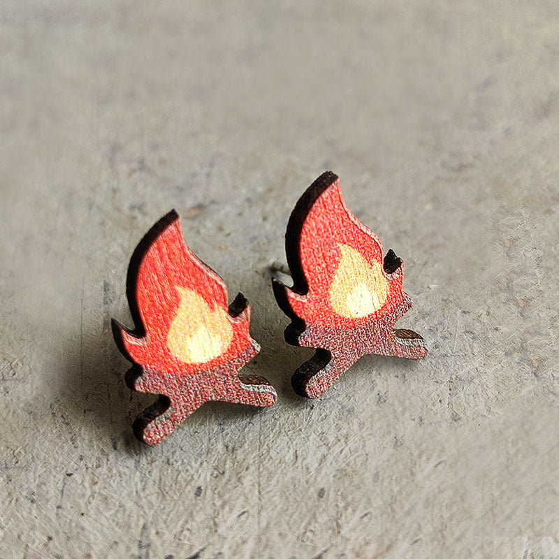 Wholesale 2 pairs/ pack Wooden tent torch  earrings