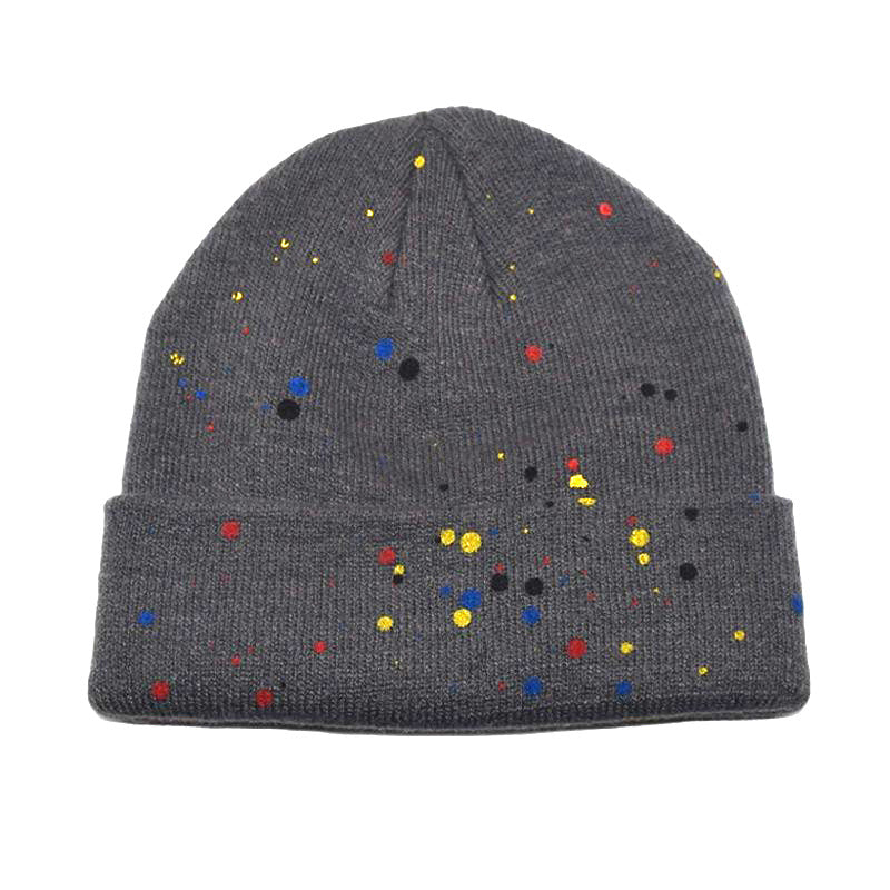 Wholesale  colorful polka dot graffiti knitted hat