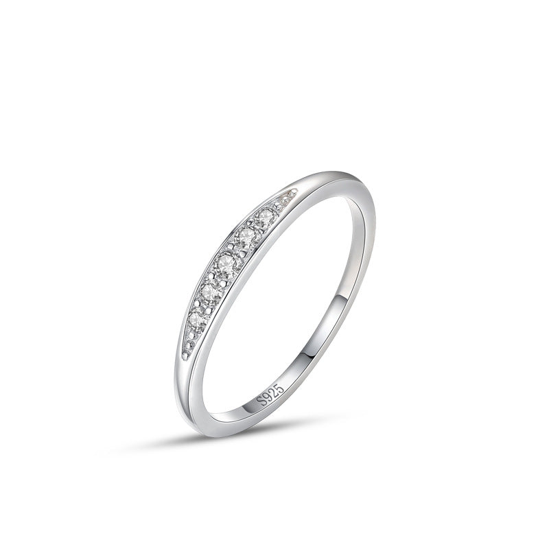 Wholesale  s925 sterling silver ring  micro diamond thin row ring