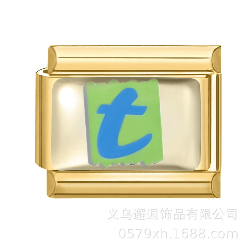 Wholesale 9mm Italian Charm Starter Bracelets DIY Letter Series Stainless Steel Composable Bracelet