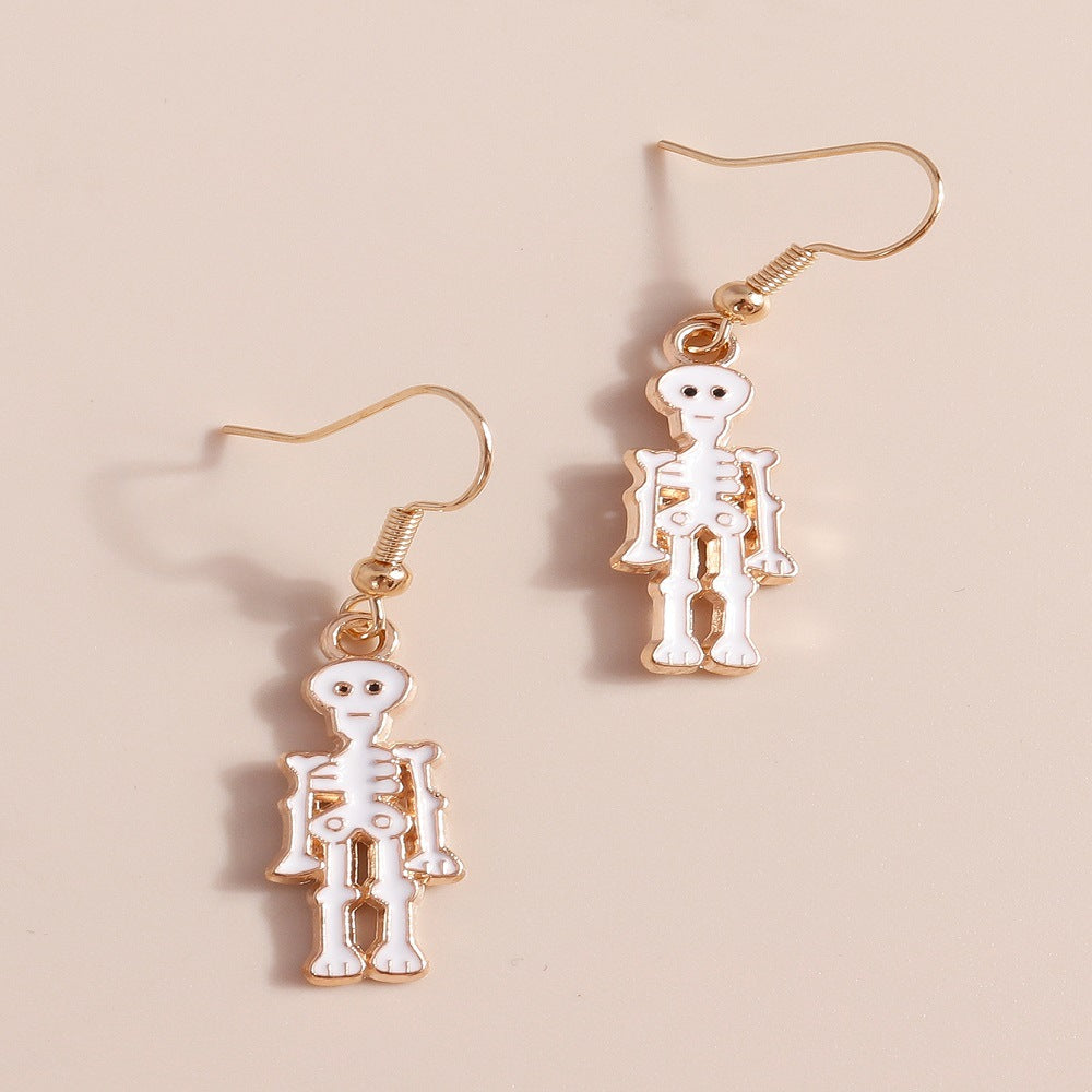 Wholesale  Skull Earrings Halloween Series Cute Funny Alloy Oil Dropping Earrings