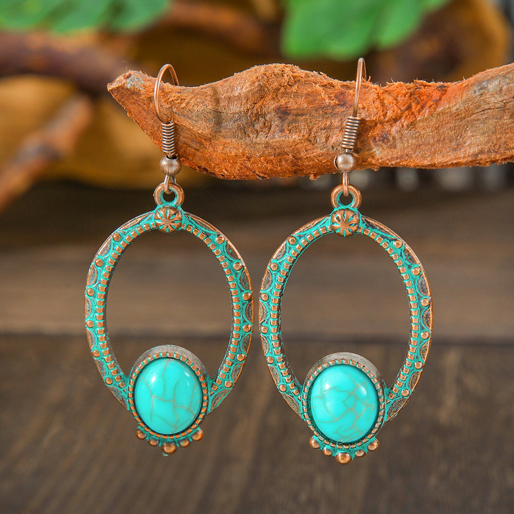 Wholesale Zinc Alloy Ethnic Bohemian Geometric Hollow Water Drop Earrings for Women Fashion Jewelry Accessory