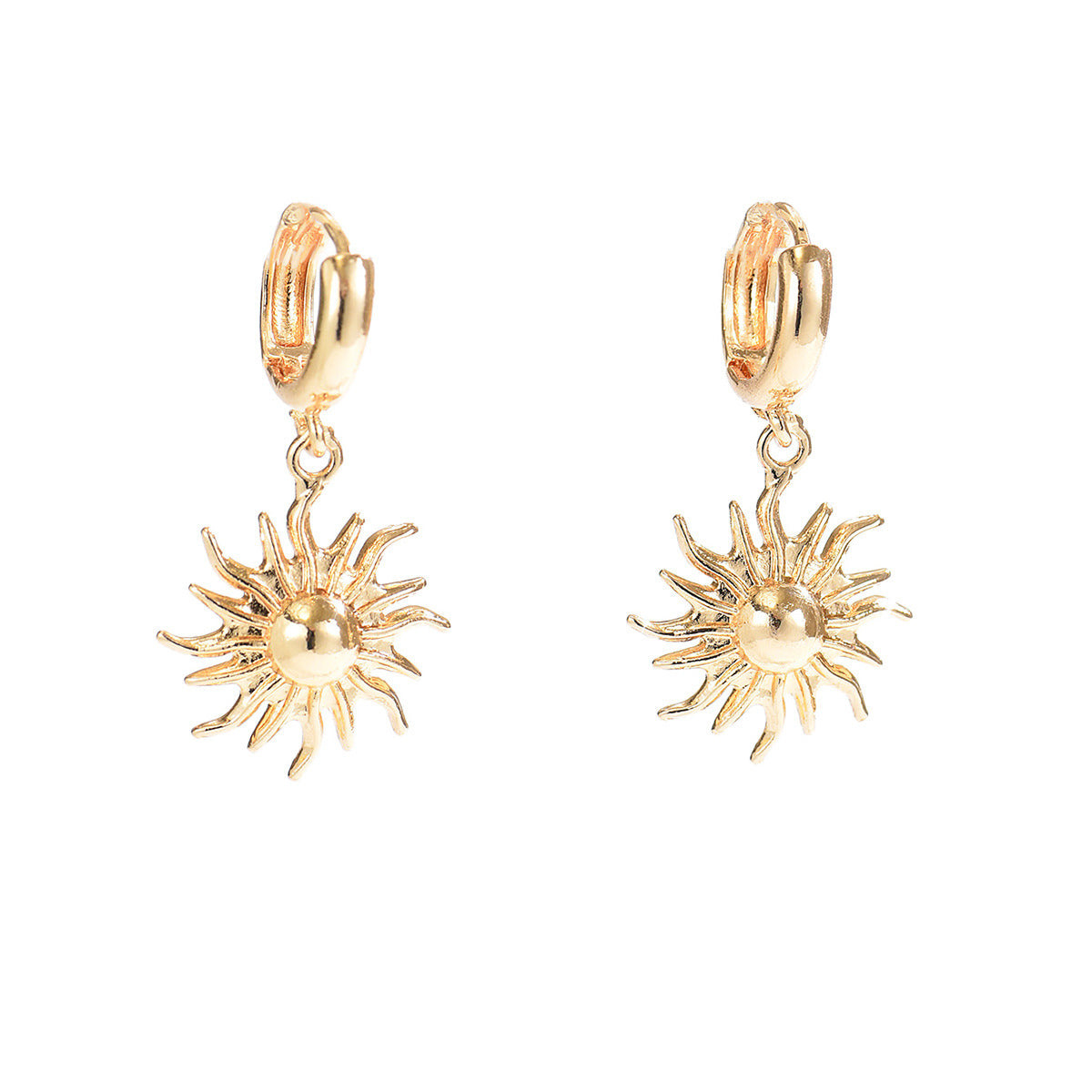 Wholesale Geometric Sun Pendant Earrings - Retro Zinc Alloy Plated Fashion Accessory for Women