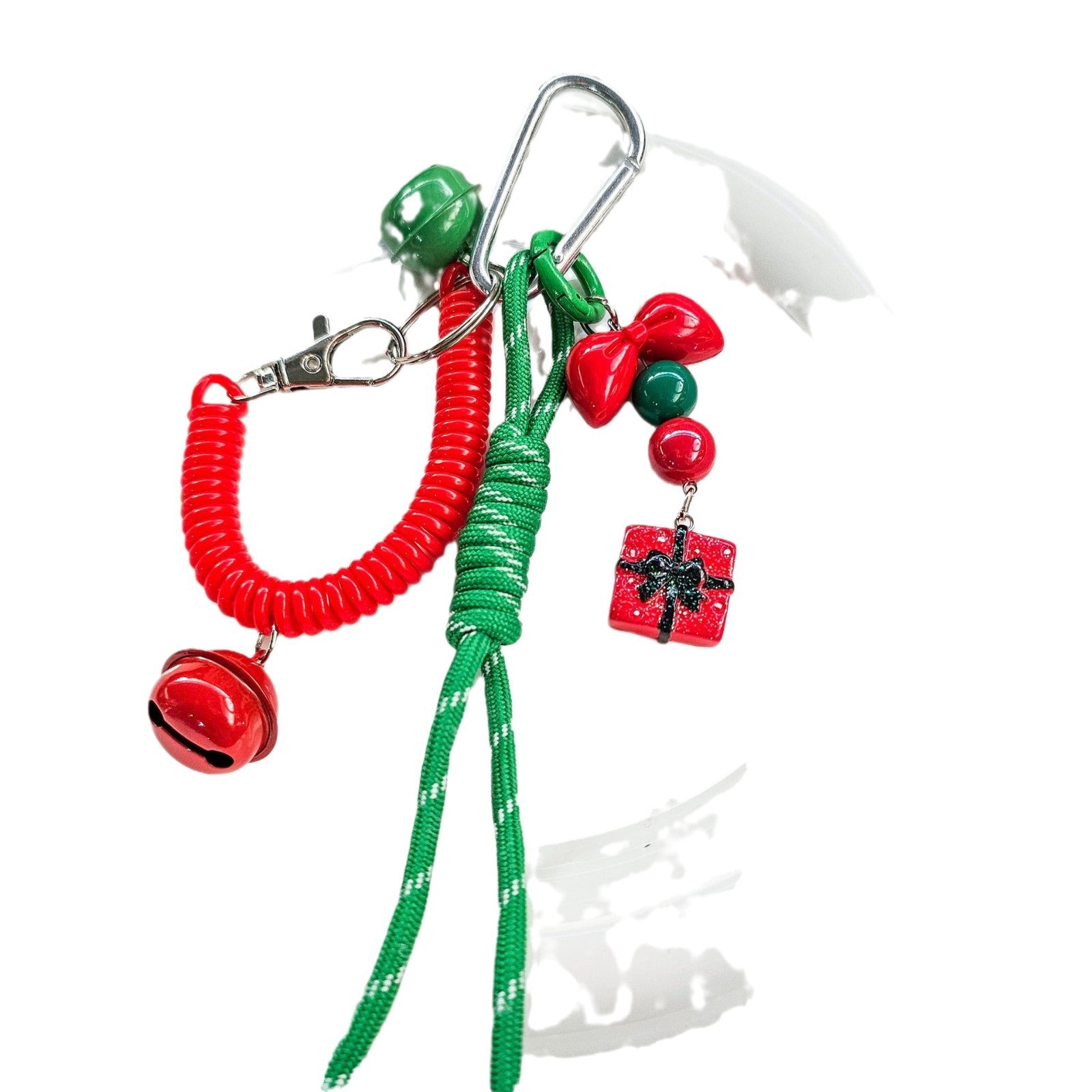 Wholesale Christmas red and green miu bag pendant bell beaded key chain