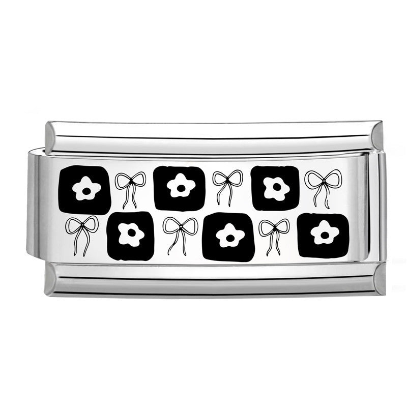 Wholesale Italian Charm Bracelet 9mm DIY Splicing Long Black and White Series Stainless Steel Composable Bracelet