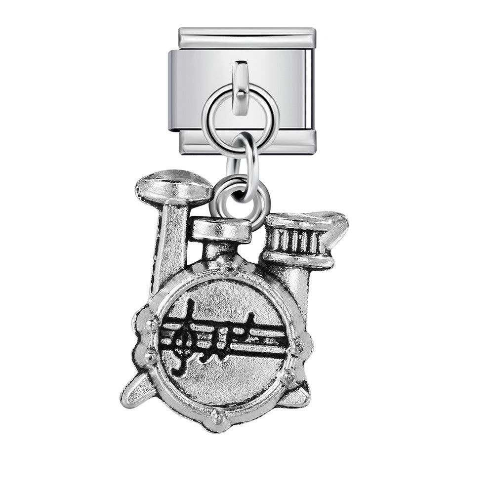 Wholesale Italian Charm Bracelet 9mm DIY Musical Instrument Shaped    Creative Stainless Steel Composable Bracelet