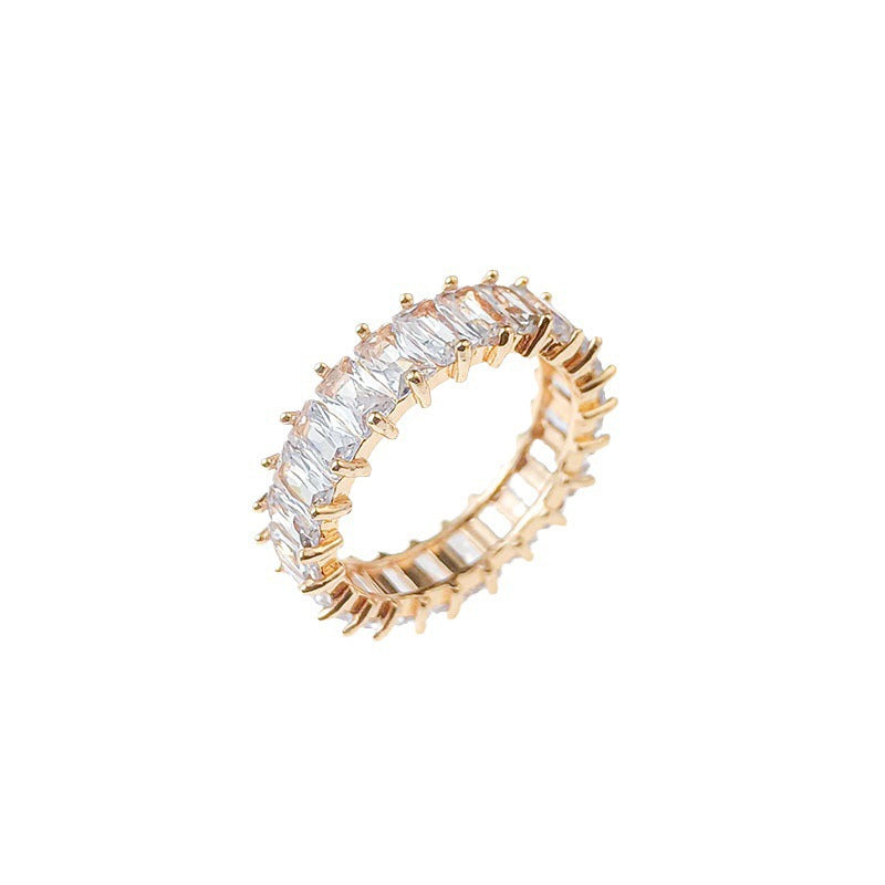 Wholesale rectangular zircon ring starry diamond ring