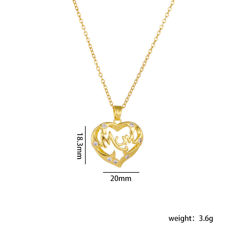 Wholesale Mother's Day Necklace Love Pendant Clavicle Chain Heart Necklace Choker Necklace ACC-NE-Rongc012