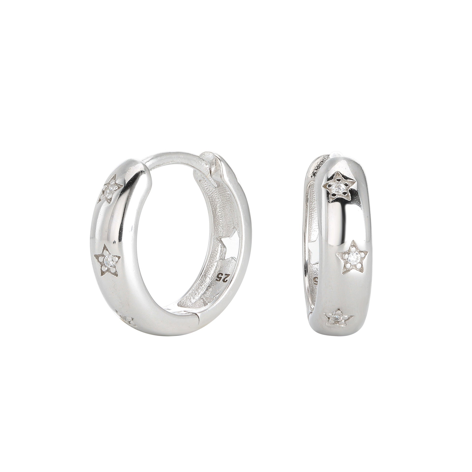 Wholesale S925 Sterling Silver Earrings Micro-inlaid Stone Star Hollow Earrings ACC-ES-HRB002