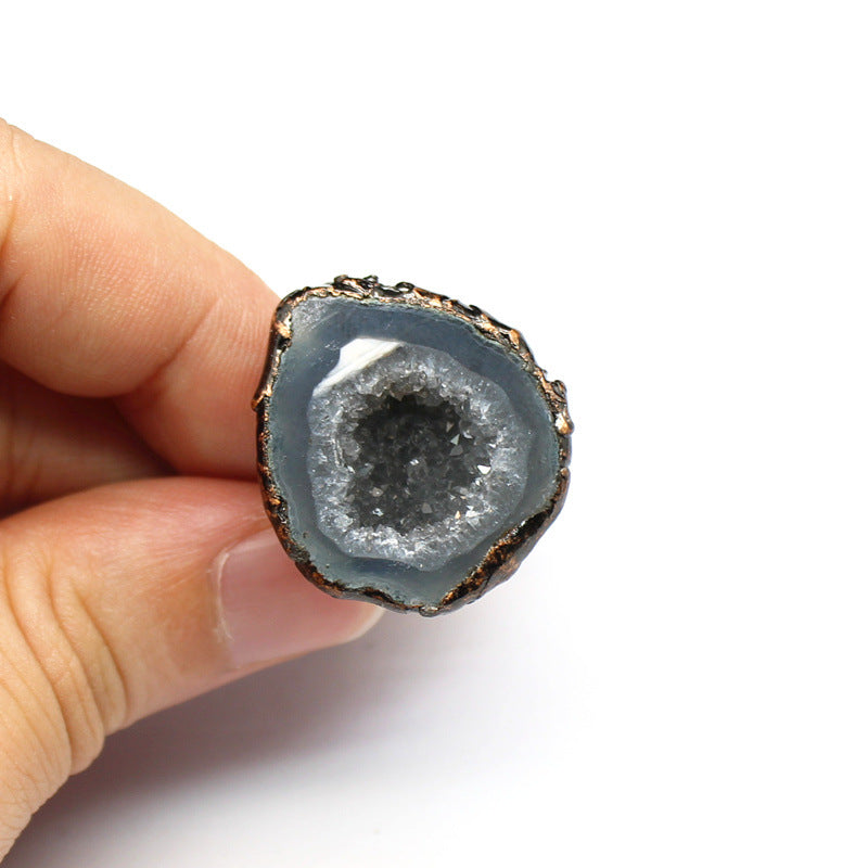 Wholesale  natural stone retro old pull feldspar double ring