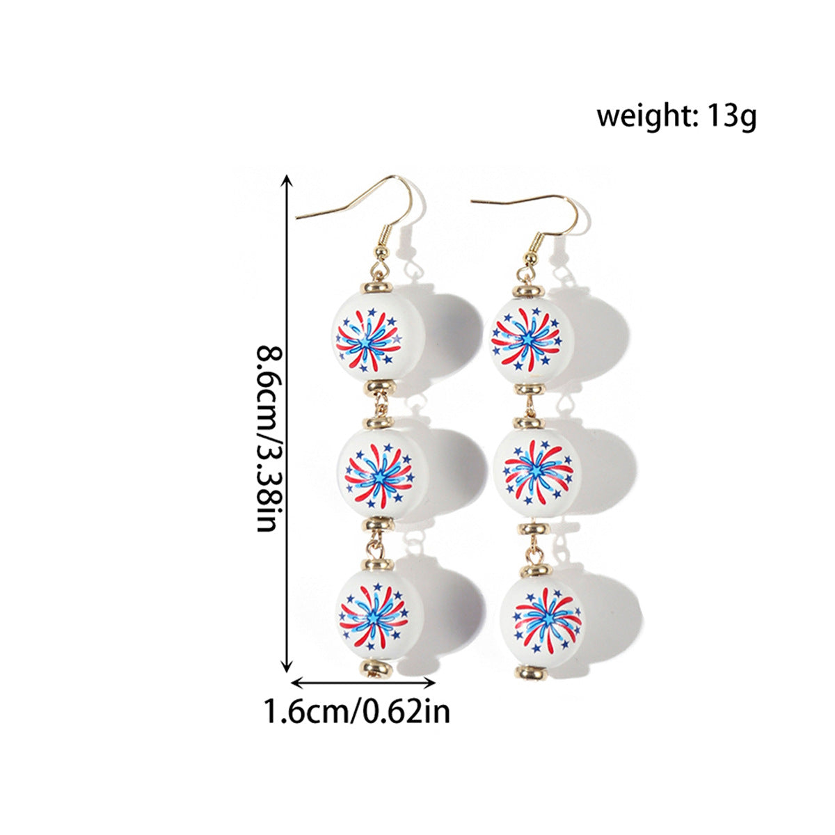 Wholesale US National Day Independence Day US Flag Printing Round Wooden Earrings