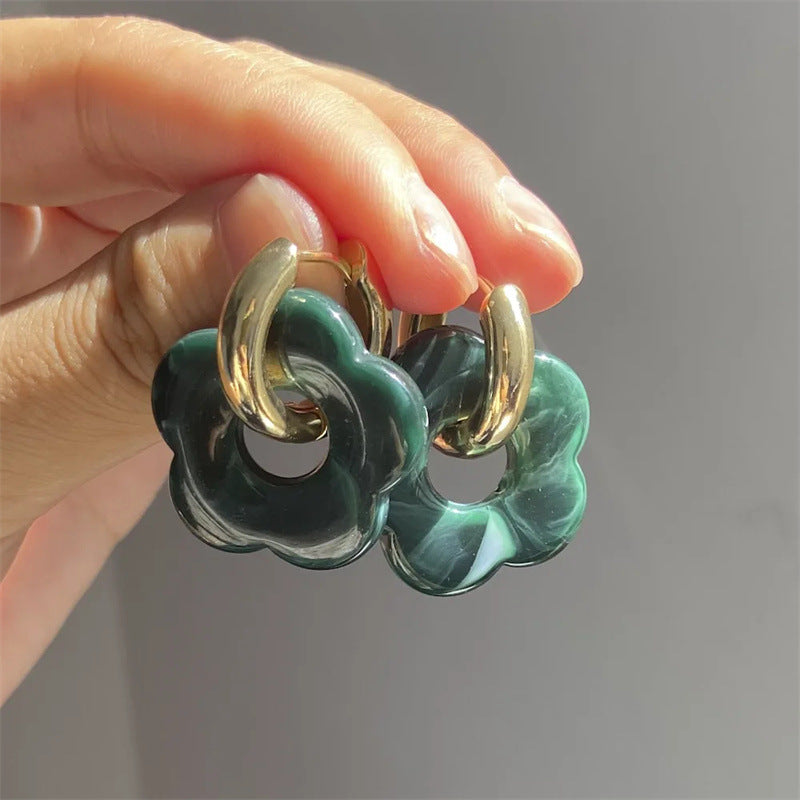 Wholesale Resin Flower Copper Earrings ACC-ES-MLR009