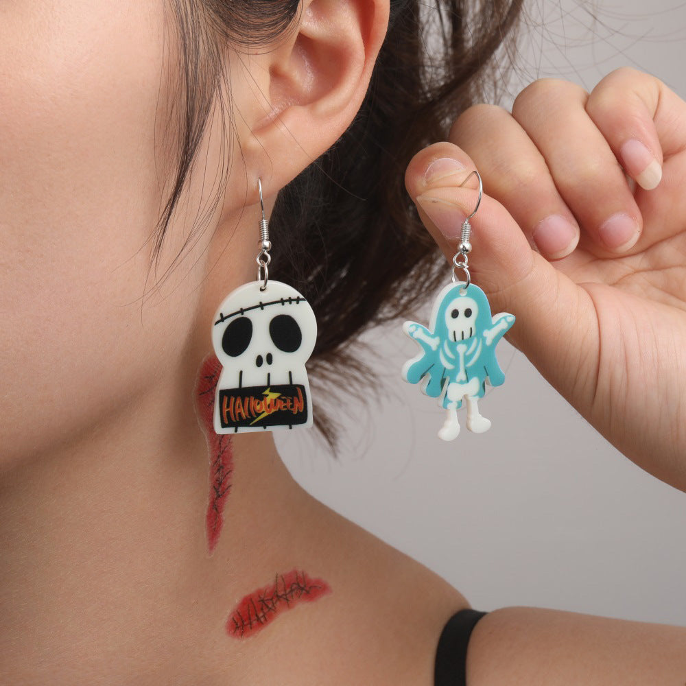 Wholesale acrylic earrings Halloween ghost skull pumpkin earrings