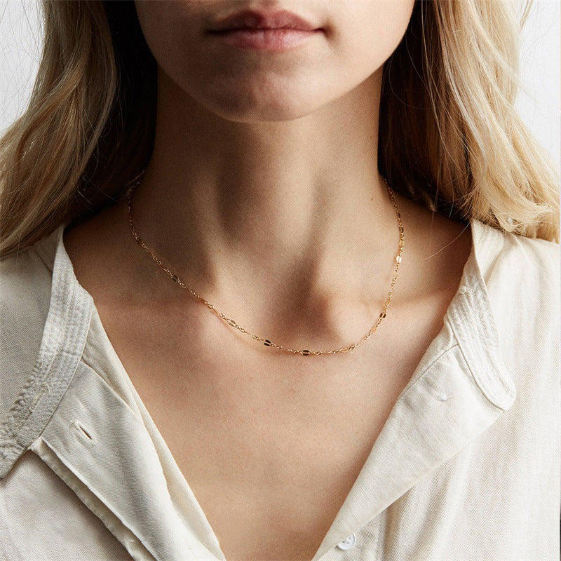 Wholesale Minimalist Titanium Steel Lip Style Clavicle Necklace