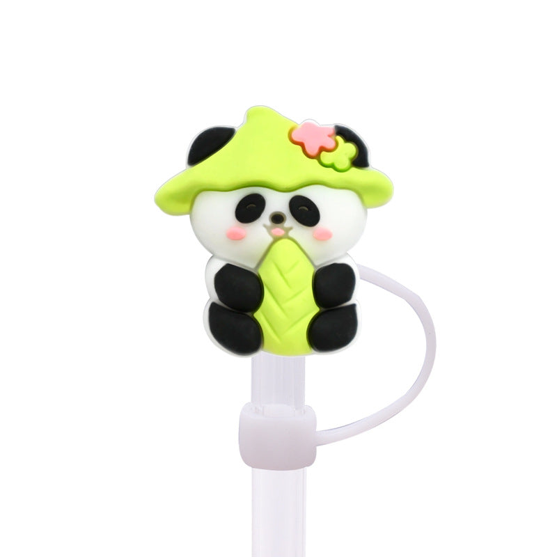 Wholesale Random 100pcs Cute Panda Straw Cover 10MM Straw Tube Cap