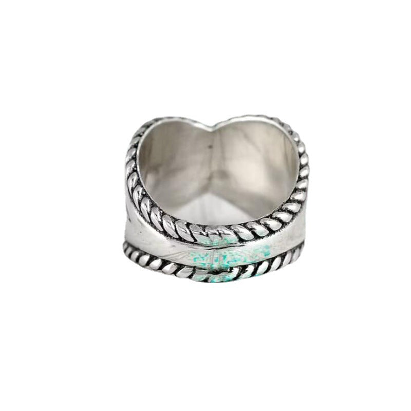 Wholesale Vintage Bohemian Turquoise Ring Ancient Silver Tone Fashion Accessory For Gift And Resale