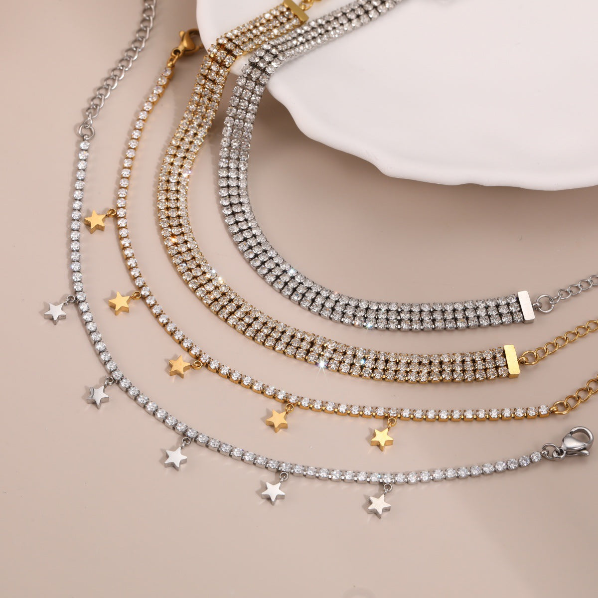 Wholesale Stainless steel full diamond star bracelet