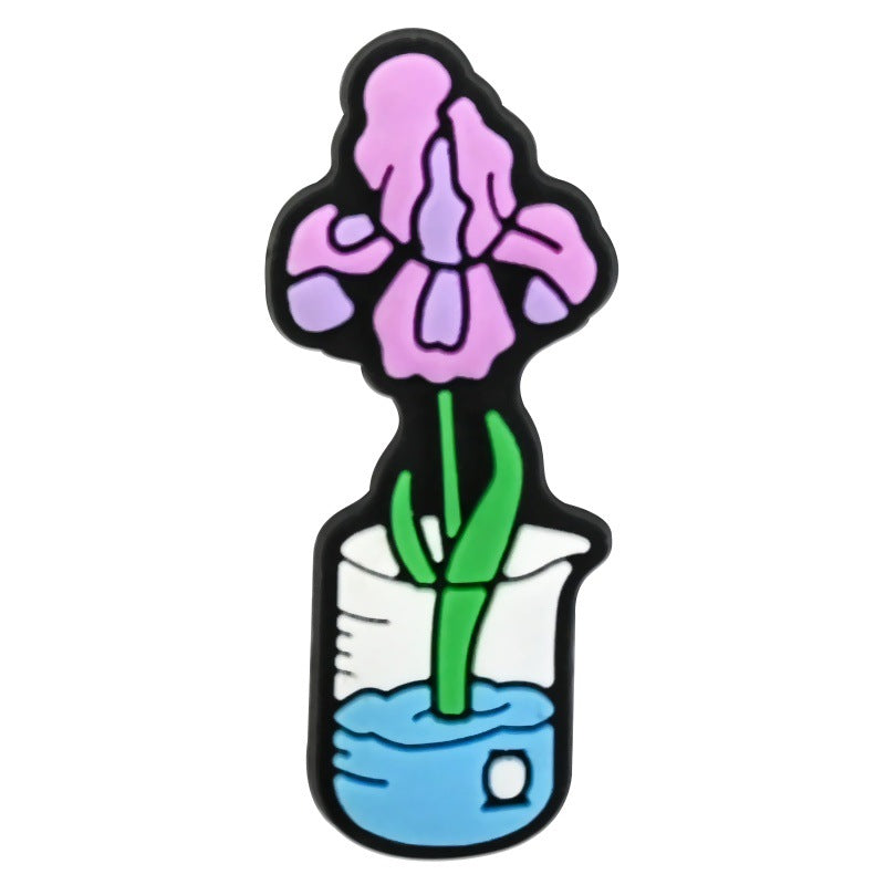 Wholesale Random 100pcs  floral vase series  PVC Soft Rubber Shoe Buckle Decoration