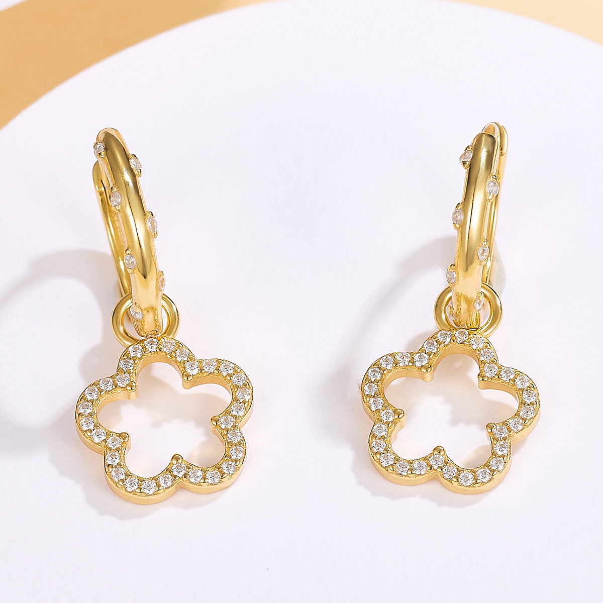 Wholesale S925 Sterling Silver Micro Inlaid Zircon Flower Earrings ACC-ES-JingXu005