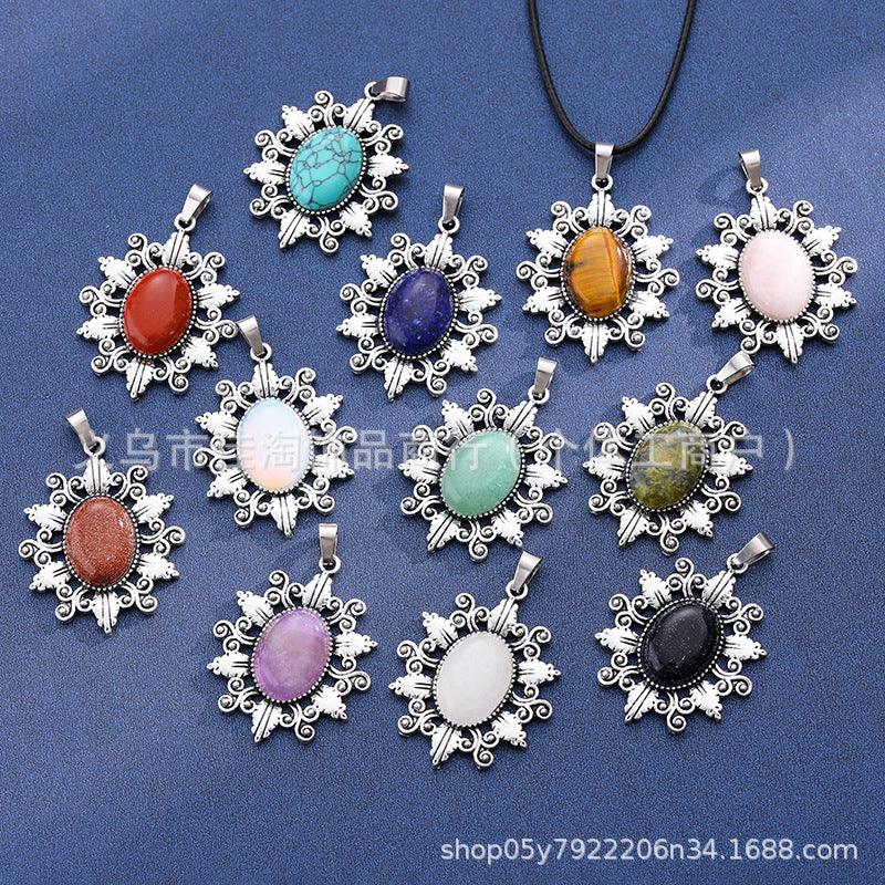 Wholesale  natural stone amethyst pink crystal pendant