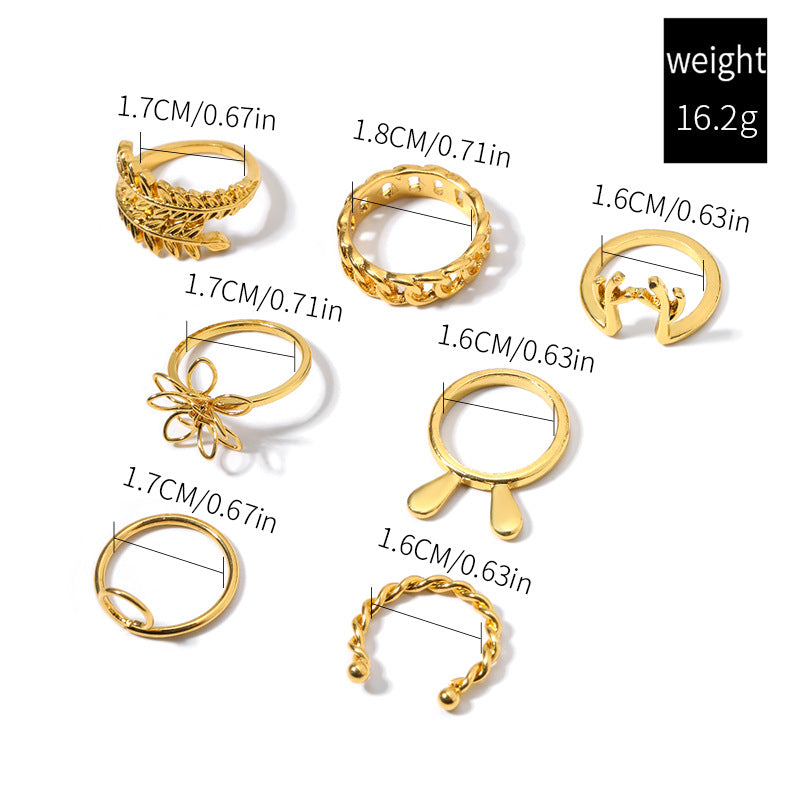 Wholesale retro 18k gold leaves flower ring suit