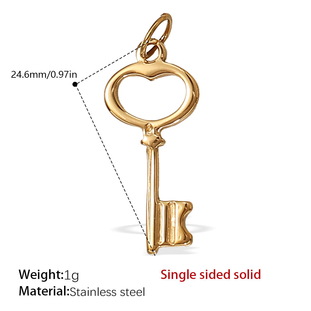 Wholesale Diamond-Encrusted Key Lock Stainless Steel Pendant Accessories