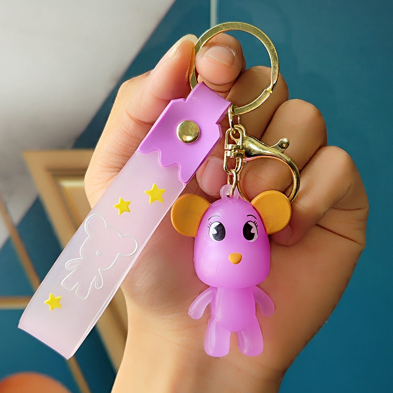 Wholesale Cartoon Crystal Bow Tie Bear PVC Soft Glue Keychains Creative Keychain ACC-KC-XinShu005