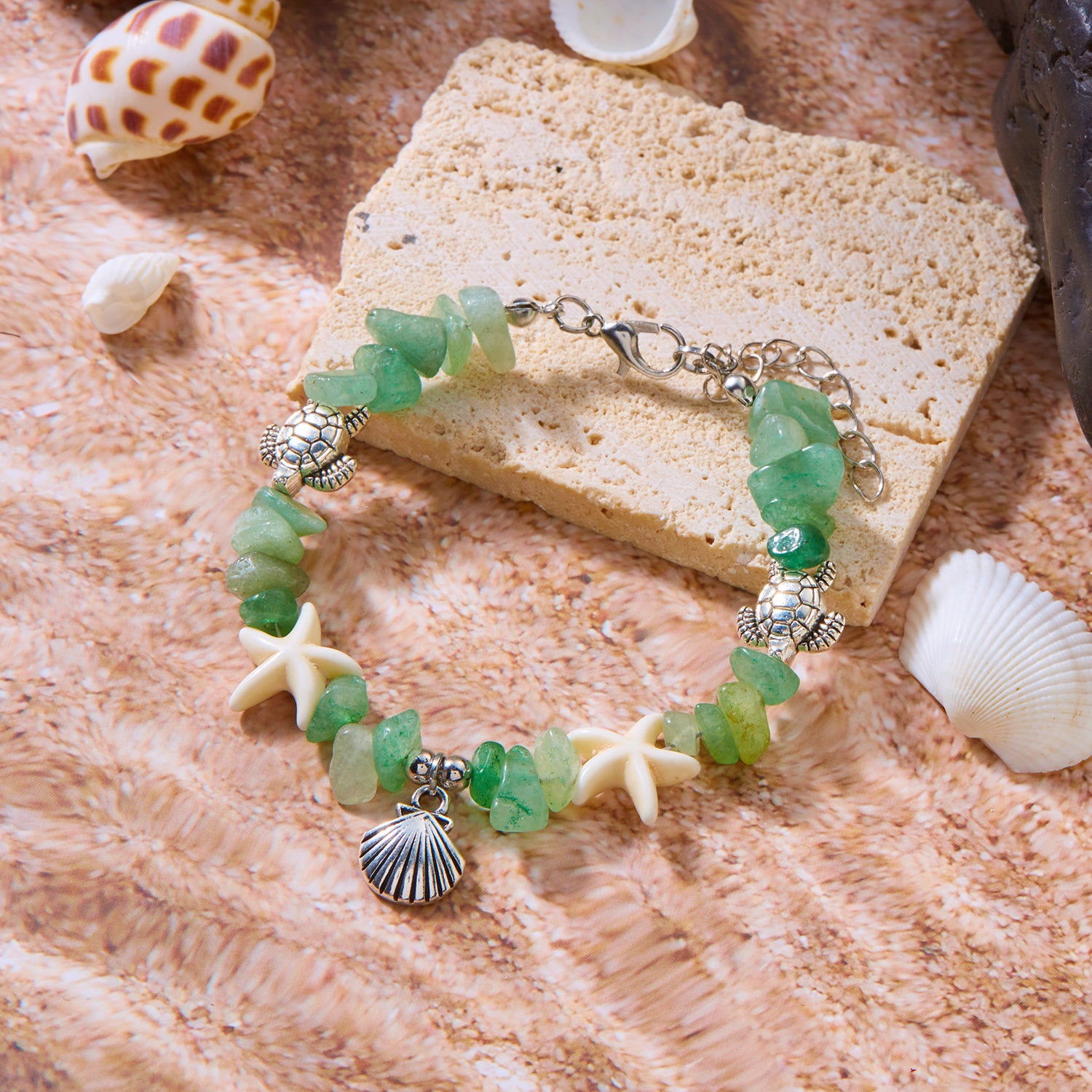 Wholesale  gravel bracelet anklets  shell starfish turtle bracelet