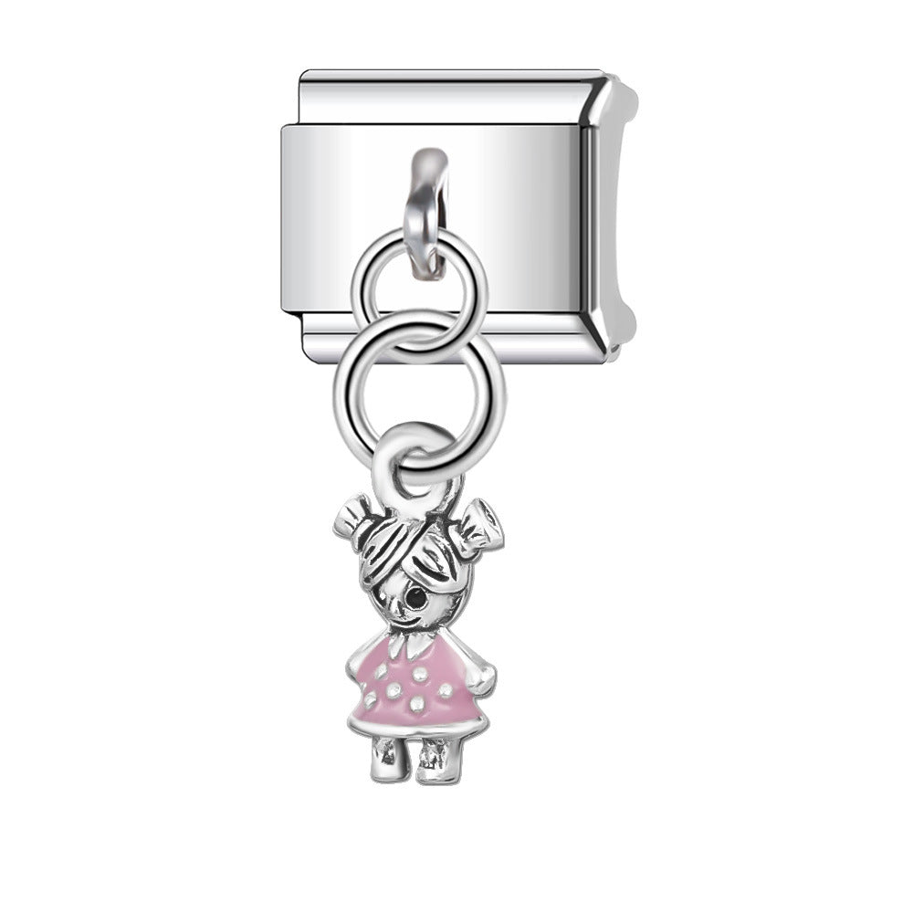 Wholesale Italian Charm Bracelet 9mm DIY Splicing Racing Statue of Liberty Stainless Steel Composable Bracelet