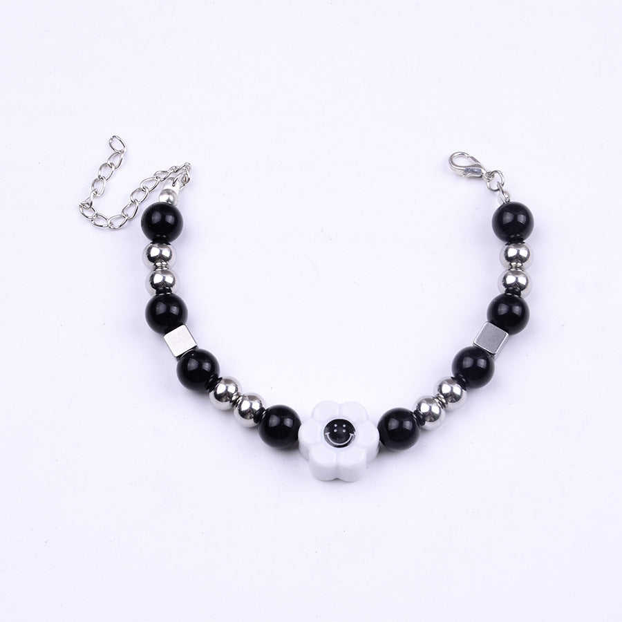 Wholesale Trendy Face Beaded Bracelet Antique Silver Punk Hip Hop Boutique Resale Jewelry