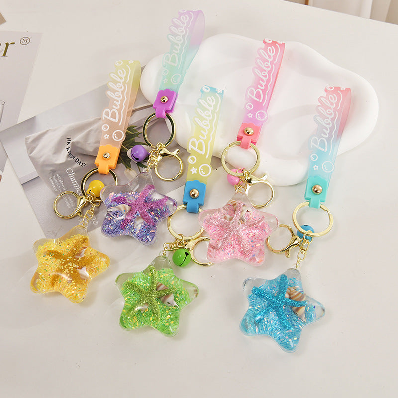 Wholesale quicksand star conch creative keychain