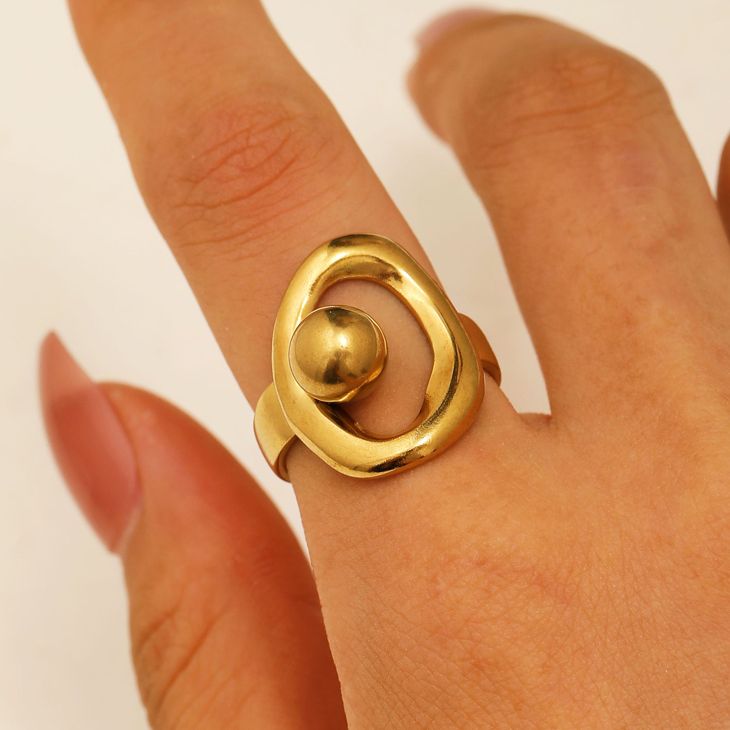 Wholesale Geometric Cut Out Lines Stainless Steel Open Ring