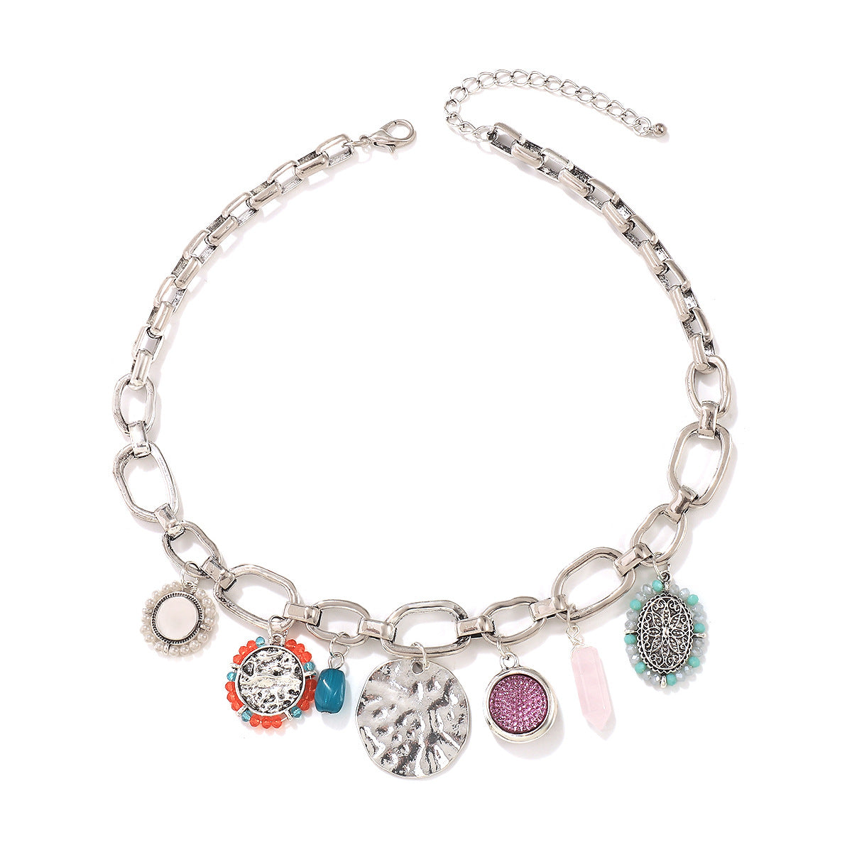 Wholesale Creative Round Brand Pendant Necklace  Geometric Coarse Chain Necklaces