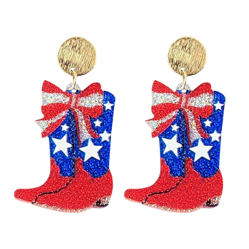 Wholesale Independence Day July 4  Shiny Bald Eagle Boots Butterfly Earrings