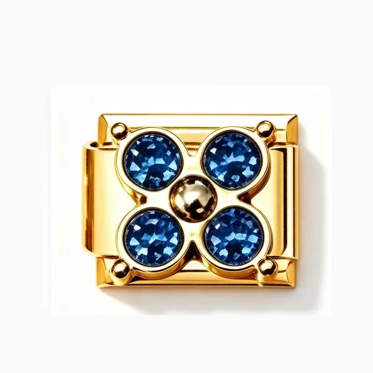 Wholesale Gold Tone Stainless Steel Four Leaf Clover Bracelet Colorful Zircon Inlaid Italian Modular Design Fashion Jewelry Accessory For Everyday And Gift