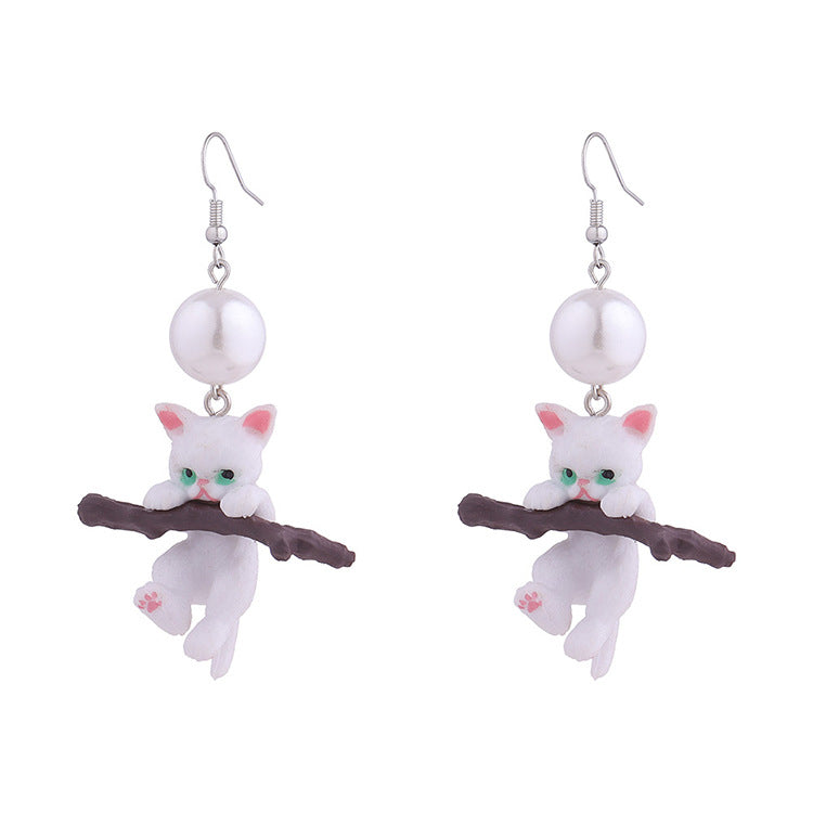 Wholesale  Fun Cat Chai Pearl Earrings