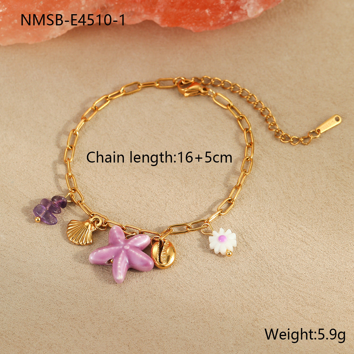 Wholesale Beach Shell Starfish Necklace Stainless Steel Necklace 18K Gold Bracelet