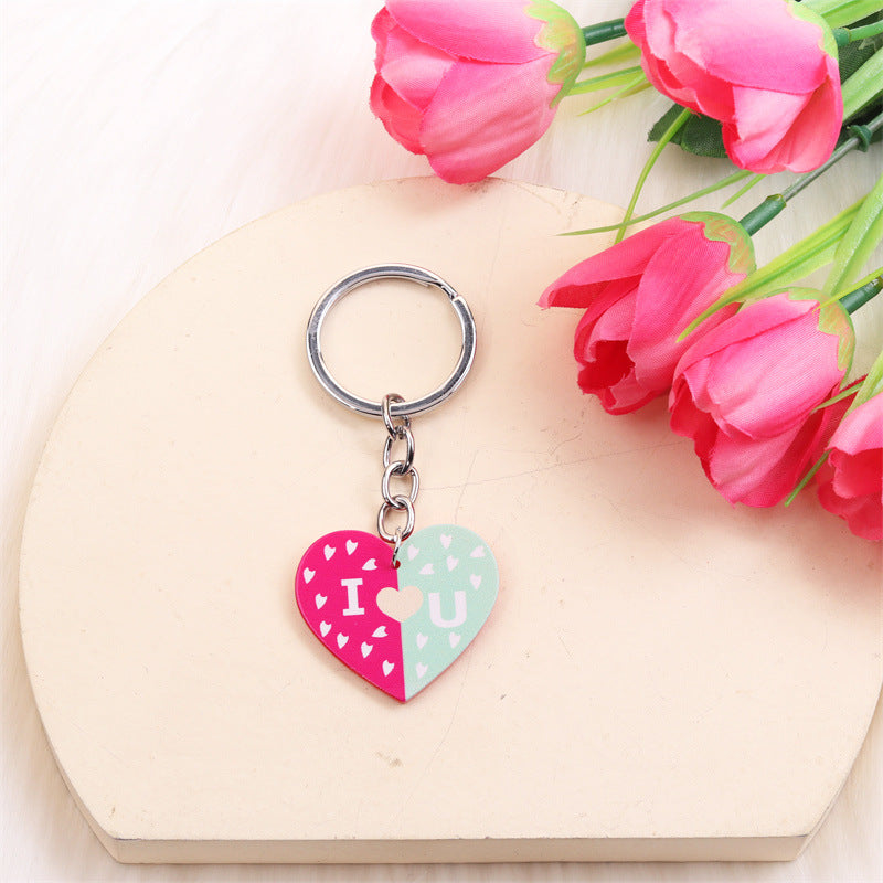 Wholesale Valentine's Day Color Block LOVE Acrylic Stainless Steel Keychain