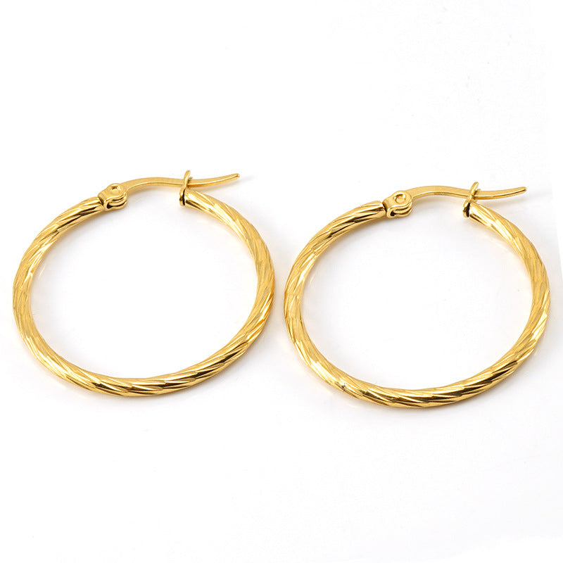 Wholesale 18K Titanium Steel Earrings  All-match Round gold-plated Earrings