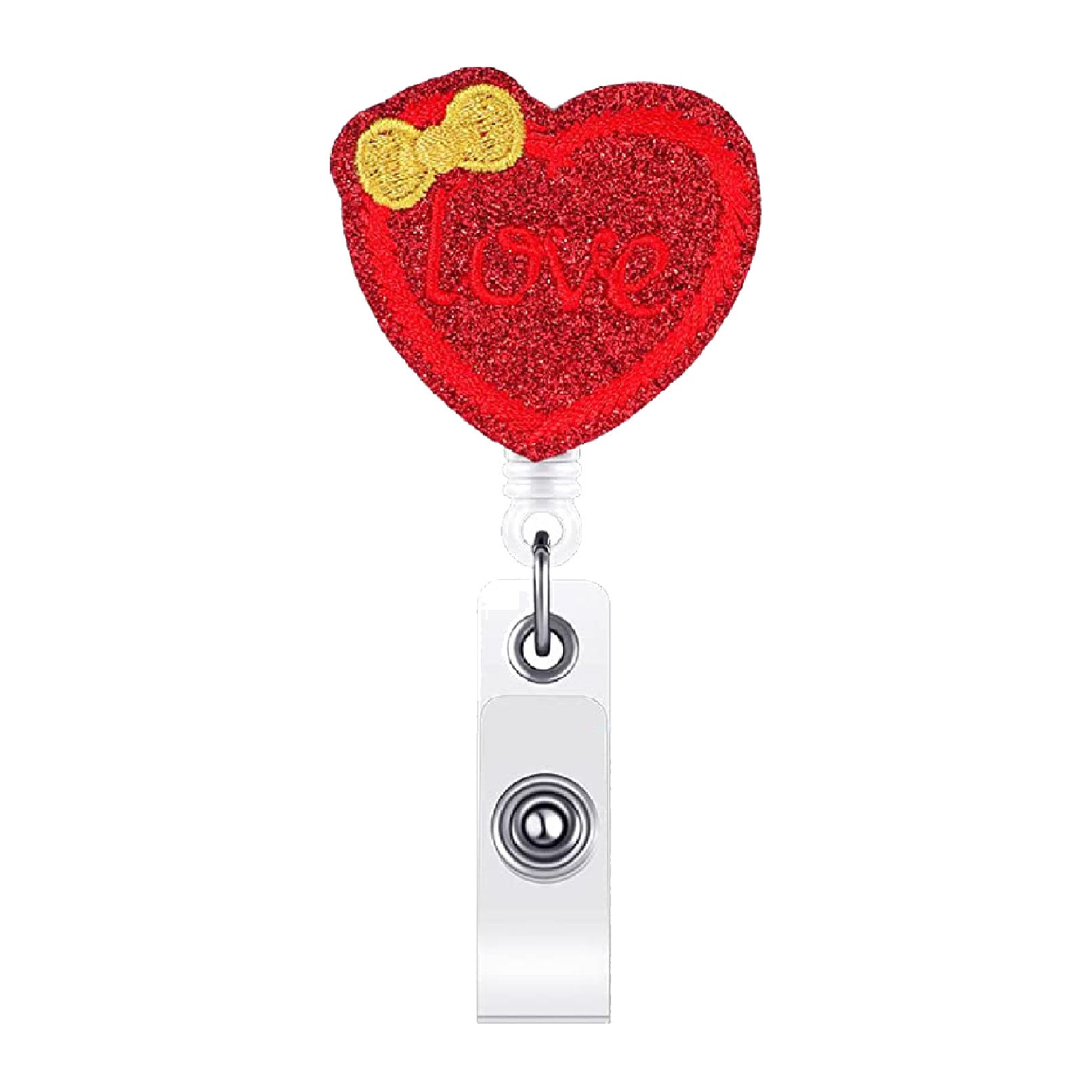 Wholesale Acrylic Glitter Embroidery Love Telescopic Rotating Badge Keychain ACC-KC-QiDing015