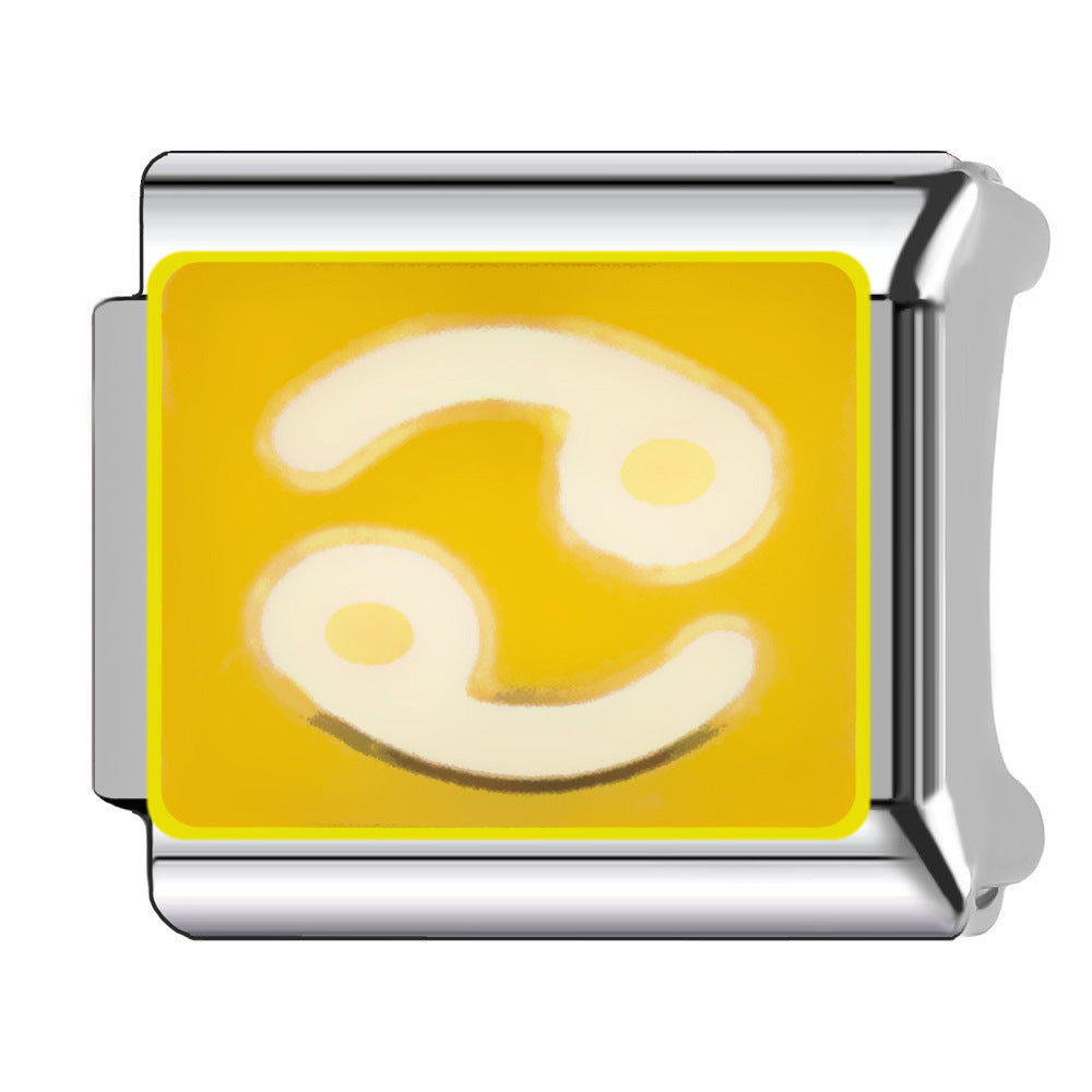 Wholesale Italian Charm Bracelet 9mm DIY  Twelve Zodiac Signs Color-Preserving Blue English   Creative Stainless Steel Composable Bracelet