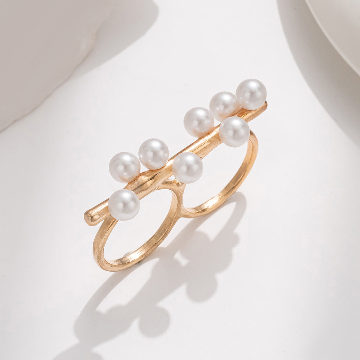 Wholesale  pearl ring female  double ring  jewelry