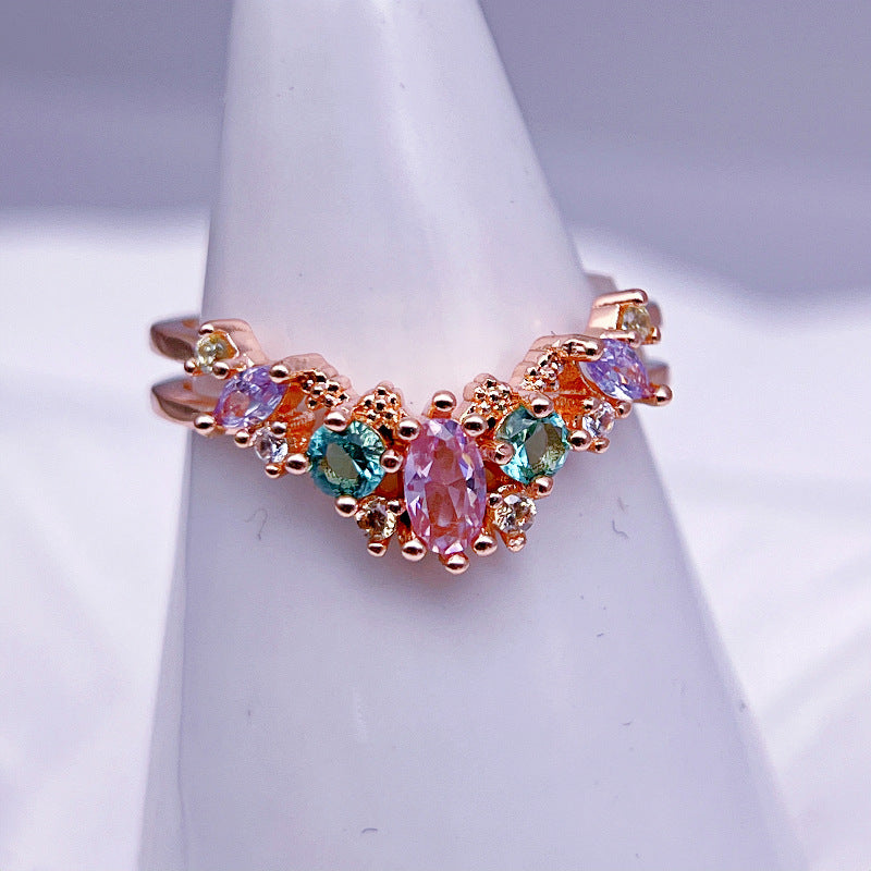 Wholesale Light Luxury Zircon Heart Open Rings ACC-RS-YXY007