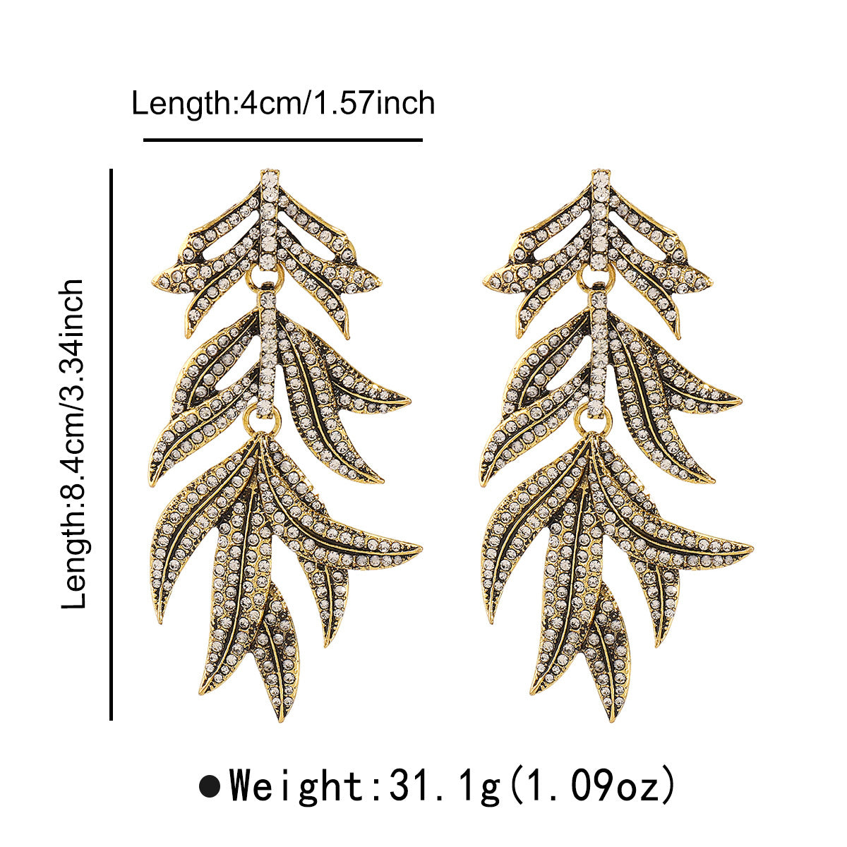 Wholesale  leaf diamond earrings metal earrings