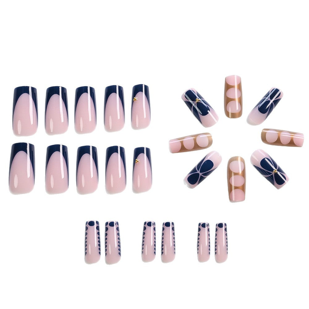 Wholesale 24Pcs Christmas Press On Nails Short Square Almond Gradient Rhinestone Cute Flower Design For Boutique Resale