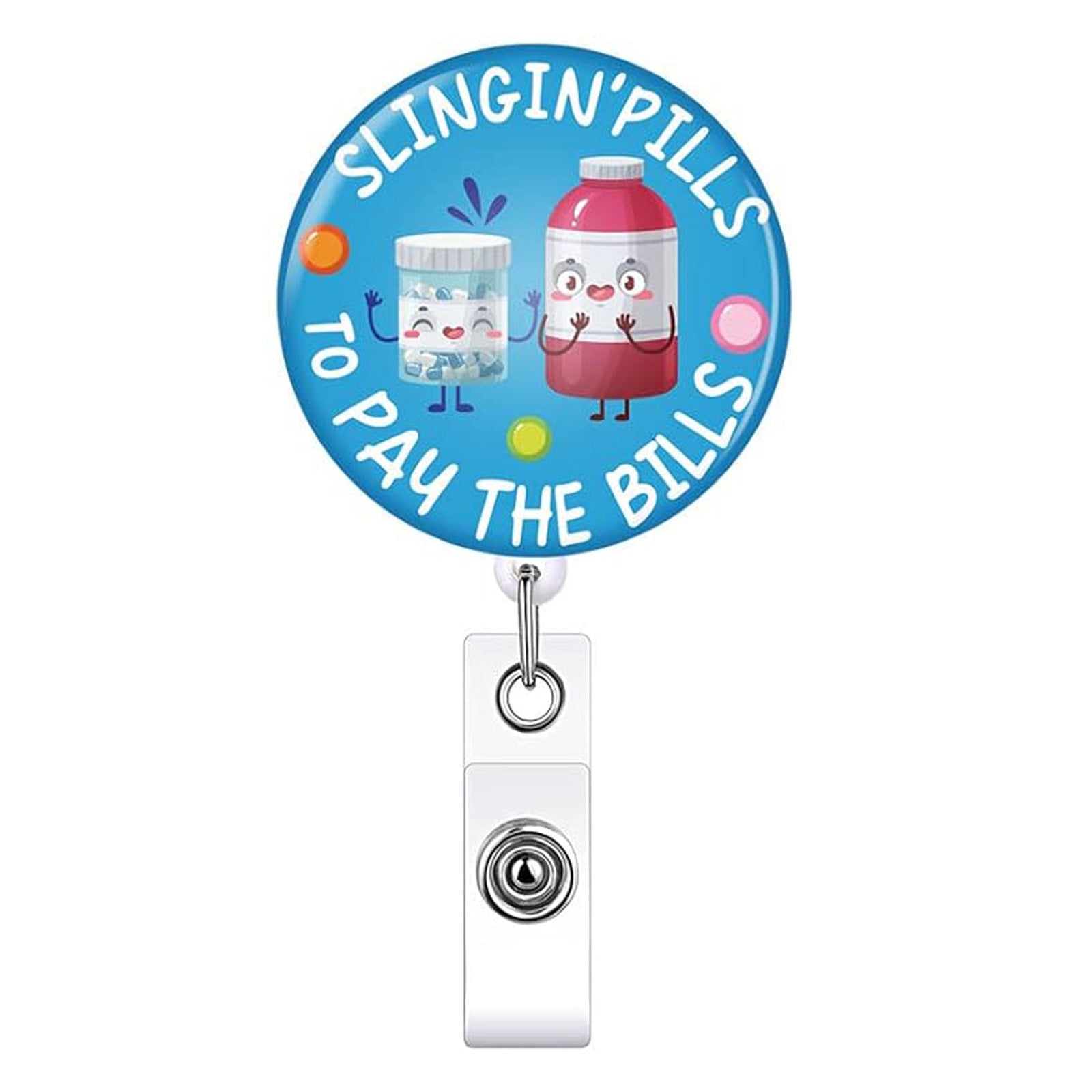 Wholesale Medical Glue Patch Medicine Bottle Pill Retractable Rotating Badge Keychain ACC-KC-QiDing023