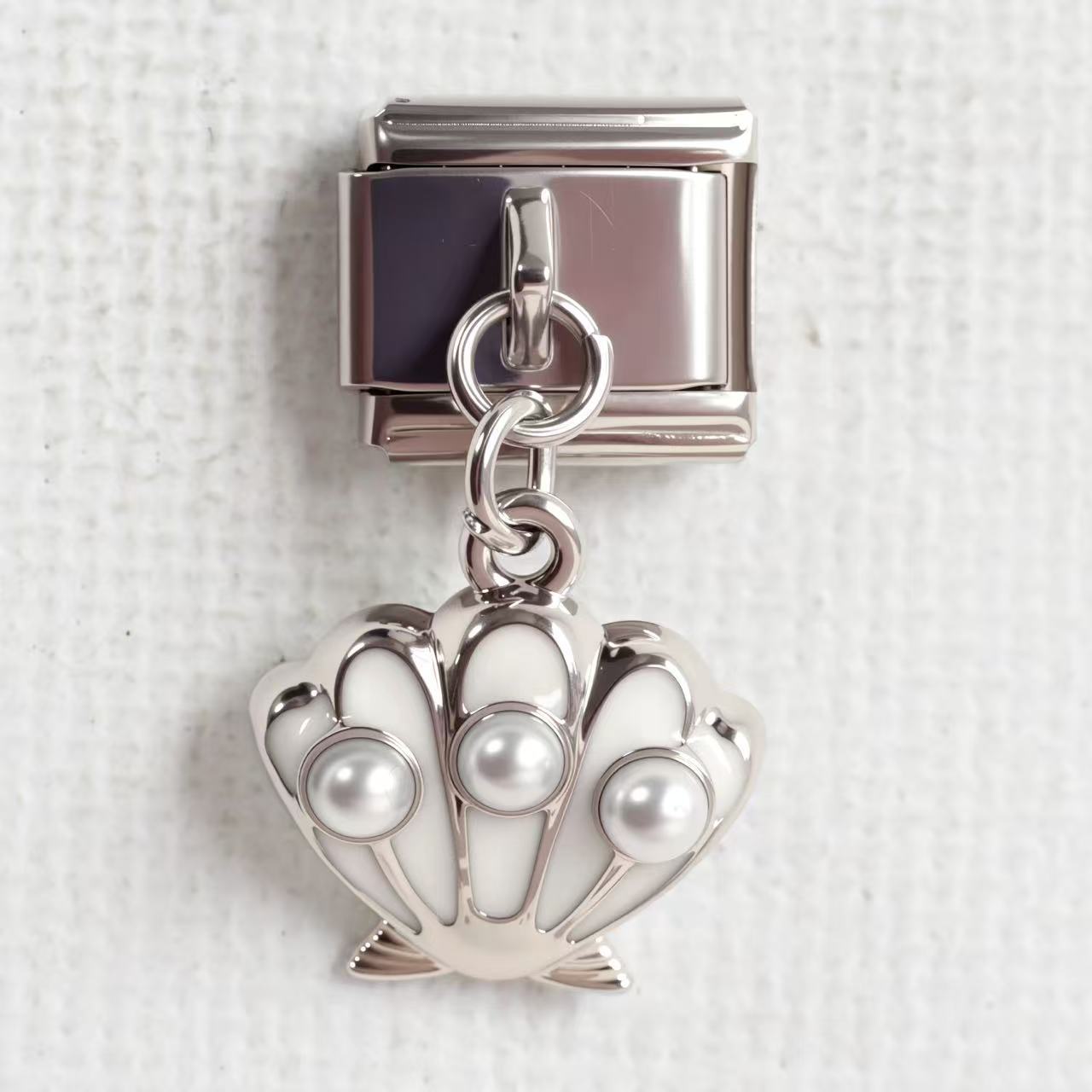 Wholesale 5pcs/pack Makeup &  Accessories Enamel Italian Charms Single Section Creative Stainless Steel Composable Bracelet