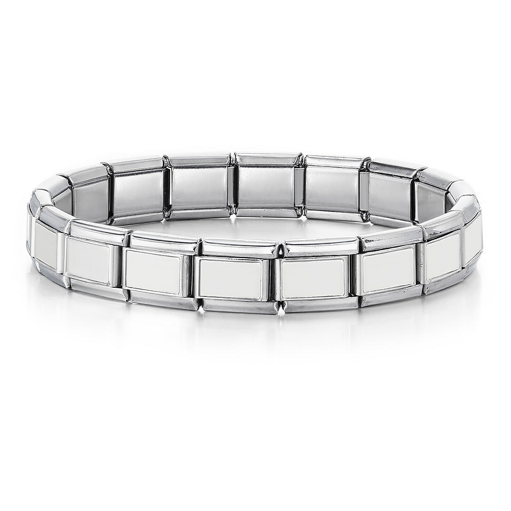 Wholesale  Italian Module Bracelet Titanium Steel Vacuum Real Gold IP Plating Base Elastic Strap Chain  Charm