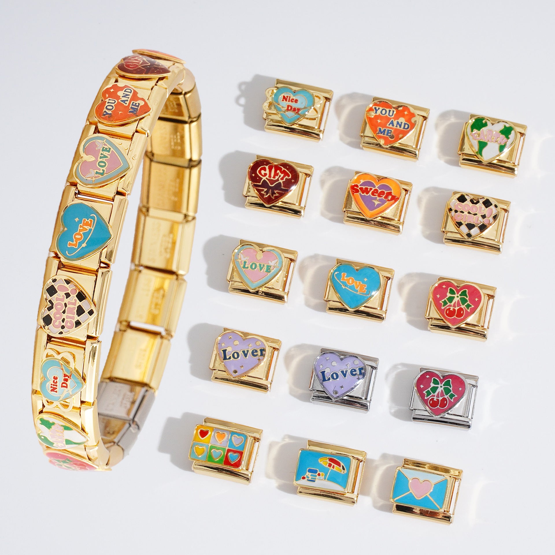 Wholesale Italian Charm Bracelet 9mm DIY Splicing Creative Pattern Stainless Steel Composable Bracelet